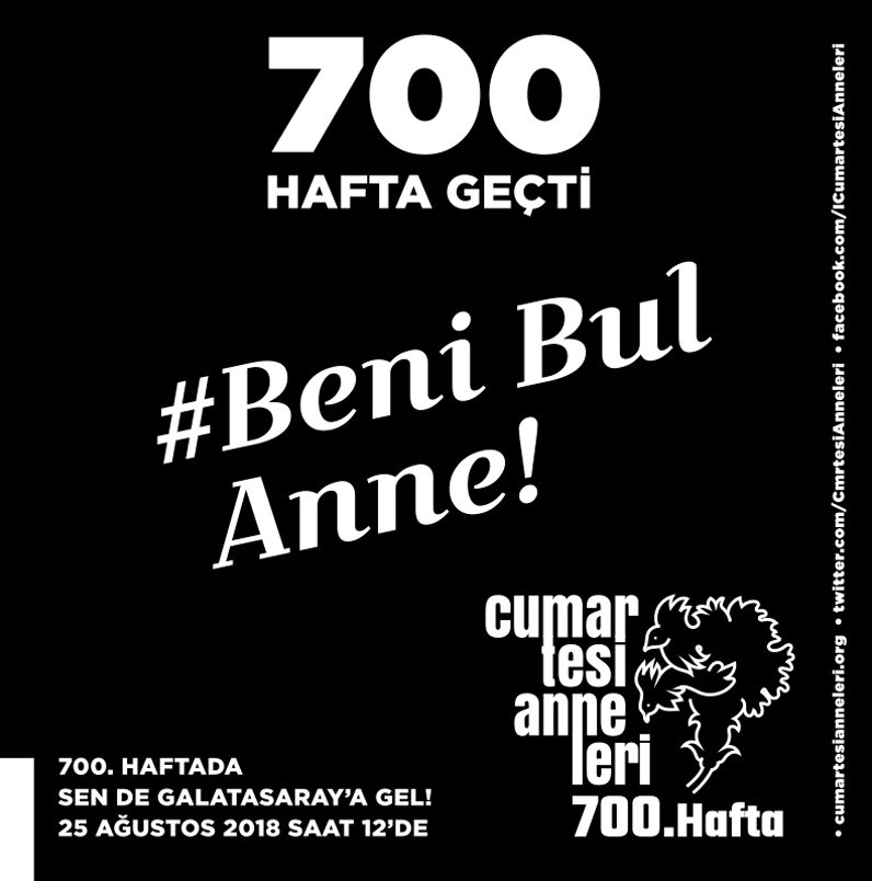 Cumartesi Anneleri’nden 700. hafta çağrısı ve sosyal medya kampanyası: #BeniBulAnne