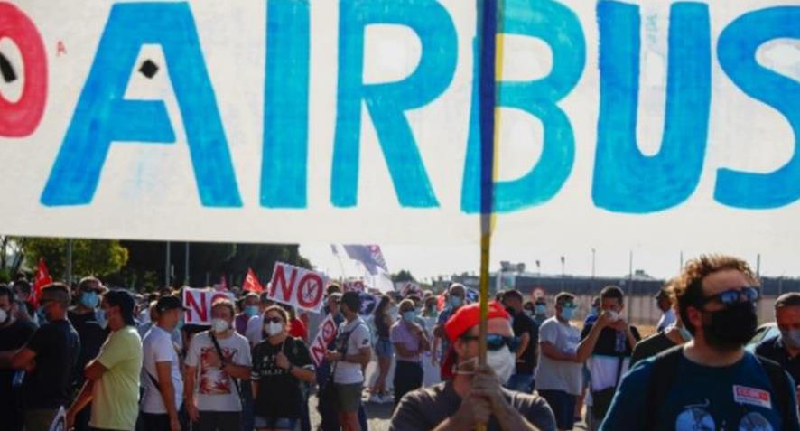 Madrid’te işten çıkarma planına karşı binlerce işçi Airbus fabrikası önünde eylem düzenledi