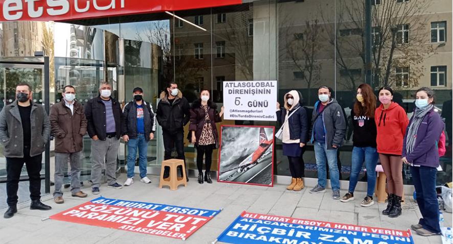 Ücretleri ve tazminatları için direnen AtlasGlobal işçilerine polis saldırısı