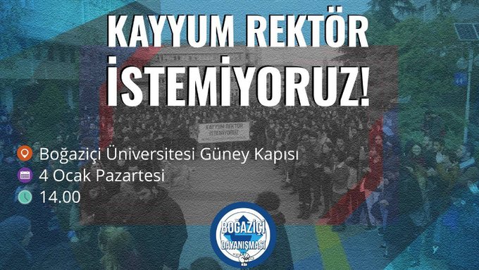 Melih Bulu’nun rektör olarak atanması kararına karşı Boğaziçi Üniversitesi öğrencileri Pazartesi günü ders boykotu ve basın açıklaması gerçekleştirecek