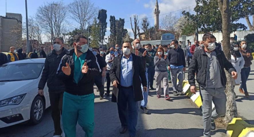 Cerrahpaşa’da sağlık emekçileri sendikanın engelleme çabalarına rağmen sefalet ücretine karşı eylemde