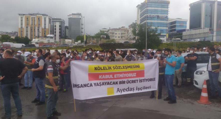 AYEDAŞ işçileri yüzde 9 oranında zam öngören TİS imzalayan sendikayı protesto etti