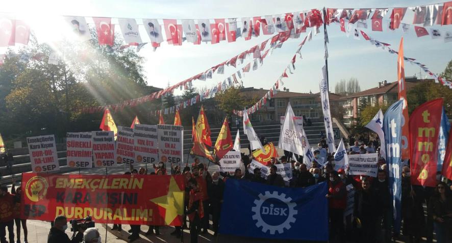 DİSK, TTB, TMMOB ve KESK’in mitinge CHP genel merkezi önünde direnen işçiler alınmadı